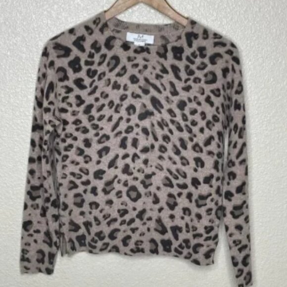 Magaschoni Cashmere Leopard Patterned Sweater Size S Crew Neck - Picture 1 of 3